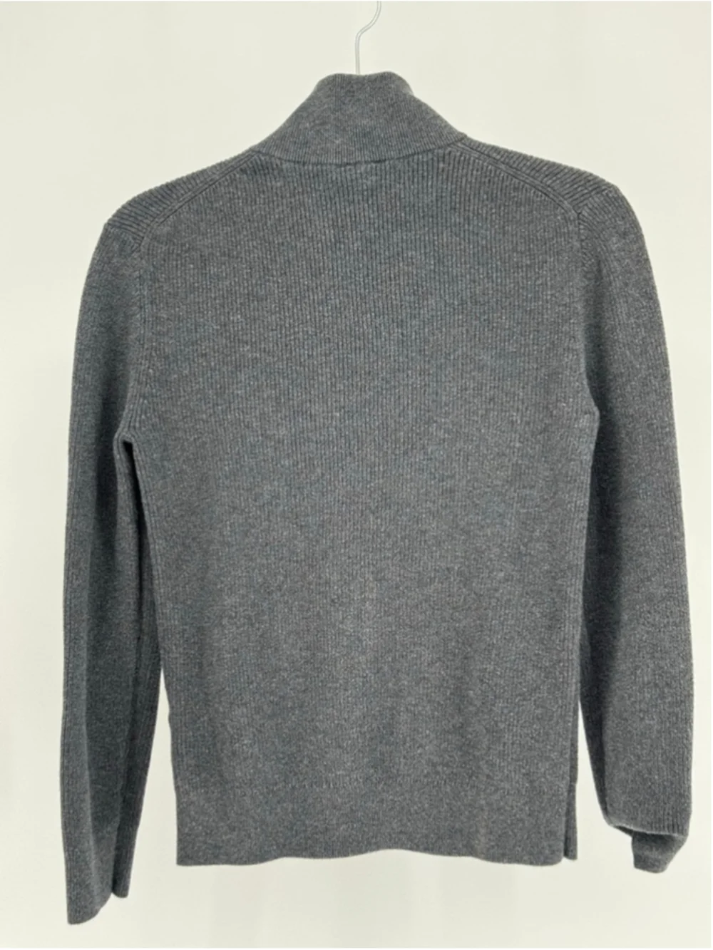 H&M Men's Gray Ribbed Slim Fit Quarter-Zip Sweater XS